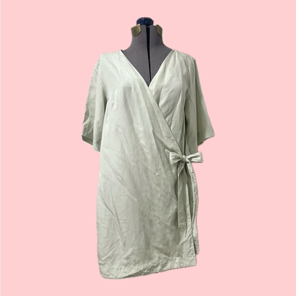 COS Light Green Wrap Midi Dress